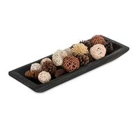 Hanobe Decoration Bol Bois Plateau: Rectangulaire Vide Poche Entree Decoratif Bol en Bois Longue on Salon Vintage Deco Petit Plateaux Cle Rangement Centre de Table Maison Noir, 50cm