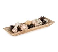 Hanobe Decoration Bol Rectangulaire: Plateau Vide Poche Entree Decoratif en Bois Longue pour Salon Vintage, Petit Plateaux Cle Rangement, Centre de Table Maison Brûlé, 50cm