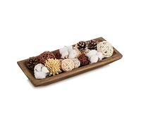 Hanobe Decorative Wood Pâte Bol: Long Tableau de Table en Bois Décorations de Table de Bougie Naturel décoration de Plateau de bougeoir Rustique