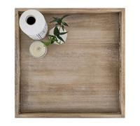 Hanobe Grand Plateau de Service Bois: XXL Decoratif Plateaux Carré pour Ottoman Cuisine - Ferme Deco Vintage Plats avec Poignées pour Réception de Fête 50cm