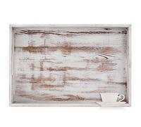 Hanobe Grand Plateau de Service XXL: 55cm Plateau en Bois Table Decoratif Blanc Rustique Deco - Rectangulaire Plateaux pour Salle de Séjour Ottomane Cuisine