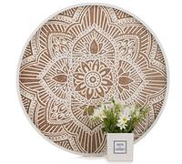 Hanobe Plateau Bois Decoratif Grand: Rond Plats et Plateaux de Service XXL Rustique Boho Blanc - Plateau Cafe Table Vintage Deco Plate pour Repas Canapé Cuisine, 45cm