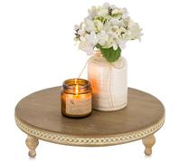 Hanobe Plateau Bois Riser Decoratif: Rustique Rond Marron Petit Plateau avec Pied Plateaux Table Basse avec Perles - Vintage Mini Plats Ferme Deco pour Repas Canapé Cuisine 30cm