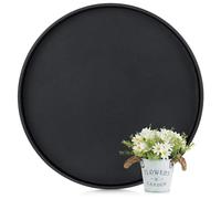 Hanobe Plateau de Service Centre de Table: Grand Plateau Decoratif Rond Moderne XXL pour Pouf Table Basse Salon 48cm Plateaux Noir Similicuir Grain de Litchi pour Cuisine