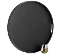Hanobe Plateau de Service Decoratif Grand: Plateau Rond Noir XXL Moderne pour Salon Table Basse Pouf 56cm Plateaux Bois avec Poignées pour Cuisine Ilot Central