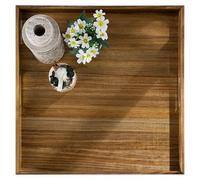 Hanobe Plateau de Service Grand Bois: Vintage Carré Plateaux Decoratif Table Xxl pour Salon Table Basse Pouf 50cm Plateau Poignées pour Cuisine Ilot Central