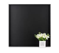 Hanobe Plateau de Service XXL: Grand Carré Plateau en Bois Decoratif Noir Moderne Bougie Deco Plateaux pour Salle de Séjour Ottoman Cuisine 50cm