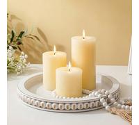 Hanobe Plateau Decoratif Bois Deco: Vintage Plateaux de Table Rond Blanc Lavé avec Perle pour Cuisine Salon Table Basse 30cm Shabby Chic Decoration Maison de Bougie