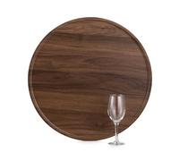 Hanobe Plateau Decoratif Bois Grand : XXL Rond Plateaux de Service Decor pour Table Basse Placage de Noyer Chic Plateau Moderne Deco pour Cuisine Ottoman, 45cm