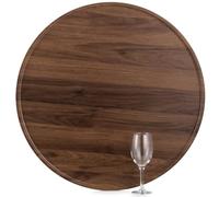 Hanobe Plateau Decoratif Bois Grand : XXL Rond Plateaux de Service Decor pour Table Basse Placage de Noyer Chic Plateau Moderne Deco pour Cuisine Ottoman, 56cm