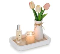 Hanobe Plateau Décoratif Petit Bois: Blanc Mini Plateaux du Salon et Rangement Coiffeuse en pour la Décoration - Plateau de Rangement Mini pour Parfums la Salle de Bain