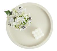 Hanobe Plateau Decoratif Rond Bois: Moderne Plateaux Bougie Blanc Ivoire pour Presentation - 30cm Elégant Table Decoration pour Clés Manger Cuisine