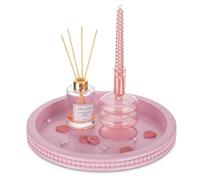 Hanobe Plateau Rond décoratif Rose : Plateaux de Parfum en Perles pour Commode, Plateau de Service pour Table Basse ottomane, comptoir de Salle de Bain
