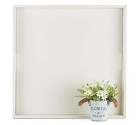 Hanobe Plateau Service Bois Grand: Carré XXL Plateau Decoratif Blanc Moderne Oberfläche Leder Bougie Deco Plateaux pour Salle de Séjour Ottoman Cuisine 55cm