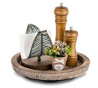 Hanobe Plateau Tournant Bois Rond: Decoratif Bougies Plateaux Rustique Décoratives Plats de Table Vintage Petit Plateau pour Ottoman de Décoration de Comptoir de Cuisine Table