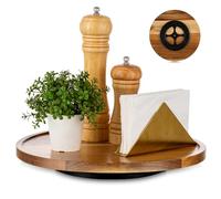 Hanobe Plateau tournant rond en bois d'acacia 30 cm pour table basse décorative, centre de table, organisateur de cuisine pour comptoir d'armoire
