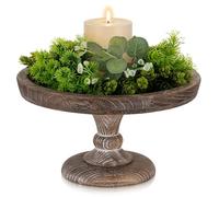 Hanobe Presentoir a Gateau Plateau Bois: Rond Decoratif Support Gateau Rustique Décoratives de Table Vintage Petit Plateau Deco pour Comptoir de Cuisine Table