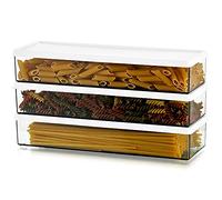 Hanobe Stockage De PâTes HerméTique En Plastique, Pot à Spaghetti Avec Couvercles, RéCipients à PâTes Rectangulaires Pour Placards De Cuisine, Lot De 3 Stockages Alimentaires Durables Et Empilables