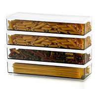 Hanobe Stockage De PâTes HerméTique En Plastique, Pot à Spaghetti Avec Couvercles, RéCipients à PâTes Rectangulaires Pour Placards De Cuisine, Lot De 4 Stockages Alimentaires Durables Et Empilables