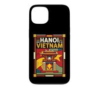 Hanoi Drapeau du Vietnam Temple Landmark Vintage Voyage Art Coque pour iPhone 13