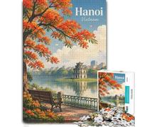 Hanoi, Vietnam Cityscape with Orange Flowers Puzzle, 1000 pièces | Pour la période de l'Avent : ce puzzle adulte 1000 pièces se prête à un moment partagé pendant les fêtes.