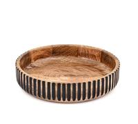 Hanol Wooden Fruit Bowl - Large Mango Wood Serving Bowl with Black Handcrafted Finish | Multipurpose for Salad, Fruit, Snacks, Bread & Kitchen Counter Décor | Natural Grain Texture (12" X 12" X 2.5")