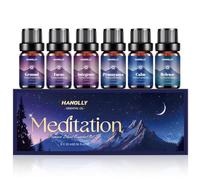 HANOLLY Huile Essentielle Méditation 6x 10ML, Huiles Essentielles Naturelle Pour Diffuseur, Massage, DIY Bougie -Ancrage, Calme, Pranayama, Concentration, Libération, Intégration