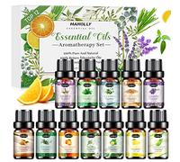 HANOLLY Huile Essentielle TOP 12 x 5ML, Huiles Essentielles Naturelle Pour Diffuseur, Massage, DIY Bougie - Lavande, Menthe, Eucalyptus, Citron, Orange Douce, Tea Tree, Citron, Cannelle, Encens, etc.