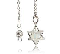 Hanomwood Pendule Cristaux, Mode Esprit Pendule Merkaba Cristal Naturel Opale Pendentif Bijoux Charme Chaîne Unisexe Radiesthésie Spirituelle Divination Ornement, Cristal, Pendule