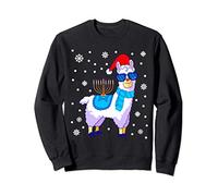Hanoukka Lama Menorah Alpaga Santa Chapeau De Noël Hanoukka Sweatshirt