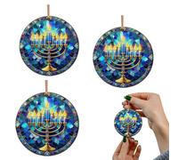 Hanoukka Ornements décorations acryliques Pendentif Pendant d'arbre, 2D Hanoukka & Christmas Ornement, Menorah Star of David Pendant GiftSake