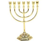 Hanoukkah Menorah Menorah 7 Branche avec 12 tribus d'Israël en Alliage juif en Zinc