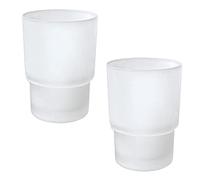 HANQ Lot de 2 gobelets en verre de rechange pour brosse à dents à fixation murale pour salle de bain (givré)