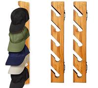 HANQ Wooden Lot de 2 étagères murales pour casquettes de baseball en bois pour porte d'armoire, chambre à coucher, linge