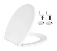 Hanra Lunette WC ovale à fermeture amortie avec libération rapide pour un nettoyage facile, charnières réglables par le haut, 460L x 360W, blanc standard