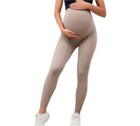 Hanraz Legging pour femmes enceintes 2025 - Taille haute - Pantalon de grossesse opaque - Bande ventrale - Legging de grossesse - Mode de maternité - Élastique et respirant, 1 kaki, L