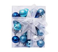 Hanraz Lot de 30 boules de Noël bleues - Petites boules de Noël - Petites boules de Noël