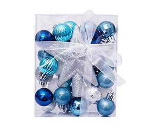 Hanraz Lot de 30 boules de Noël bleues - Petites boules de Noël - Petites boules de Noël