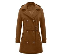 Hanraz Manteau d'hiver pour femme - Long et léger - Veste d'automne - Parka d'hiver légère - Chaud - Veste matelassée - Veste matelassée élégante, marron, M