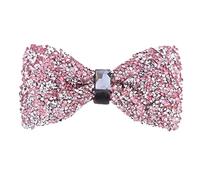 Hanraz Nœud papillon à paillettes pour homme - Détails en strass - Accessoires élégants - Argent - Nœud papillon festif pour homme - Cravate disco pour carnaval, fête à thème, Rose, Taille unique