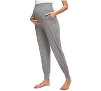 Hanraz Pantalon de grossesse à jambes larges pour femme enceinte décontracté avec poches Pantalon de grossesse Pantalon de grossesse Pantalon de pyjama léger et élastique, 111 gris, M
