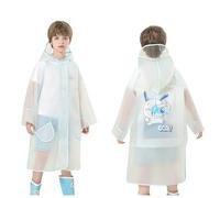 Hanraz Poncho de pluie imperméable pour enfant - Manteau de pluie respirant unisexe léger - Réutilisable - Protection contre la pluie pour vélo, bleu clair, 10- 12 ans