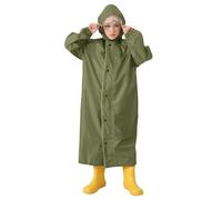 Hanraz Poncho de pluie imperméable pour enfant - Poncho de pluie réutilisable - Respirant - Unisexe - Léger - Pour vélo, Vert foncé., 6-8 ans