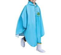 Hanraz Poncho de pluie pour enfant - Imperméable - Léger - Protection contre la pluie - Unisexe - Réutilisable - Respirant - Pour vélo, bleu, 8- 10 Ans