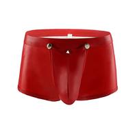 Hanraz String Tanga Hommes Latex Pantalon Cuir - Plug Anal Transparent Sous-vêtements Sexy Slip Boxhero Érotique Taille Basse, rouge, XXL