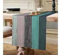 Hanrunsi Chemin de Table Chemin de Table pour la Maison de Campagne Lavable Moderne Décoration pour L'intérieur et L'extérieur Vacances fête Salon Grain Bois Chemin de Table Automne Anniversaire