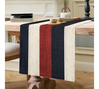 Hanrunsi Chemin de Table d'hiver Moderne Lavable Décoration de Table 40 x 140 cm Rouge Bleu Blanc Nappe pour Mariage fête Anniversaire Intérieur et Extérieur Accessoire de Fête Festival