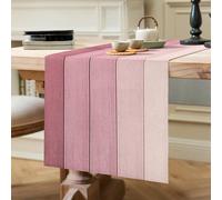 Hanrunsi Chemin de Table Moderne printanier - en Lin - Anti-Taches - Lavable - Idéal comme Nappe de Jardin, Table à Manger, Mariage, Saint-Valentin, Anniversaire - 40 x 140 cm - Rose