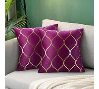 Hanrunsi Housse de Coussin en Velours Rose Rouge 40x40cm Lot de 2 Coussin Violet Carré Décoratif Violet Housse de Coussin Décoratif pour Canapé Salon Chambre Voitures