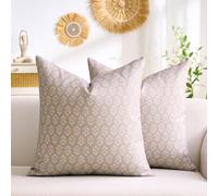 Hanrunsi Housse de Coussin Florale 40x40 cm Taie Oreiller en Lin Coussin de Canapé Moderne Kaki Oreiller Canapé Décoratif Floral pour Chambre Décorative Extérieure Lot de 2